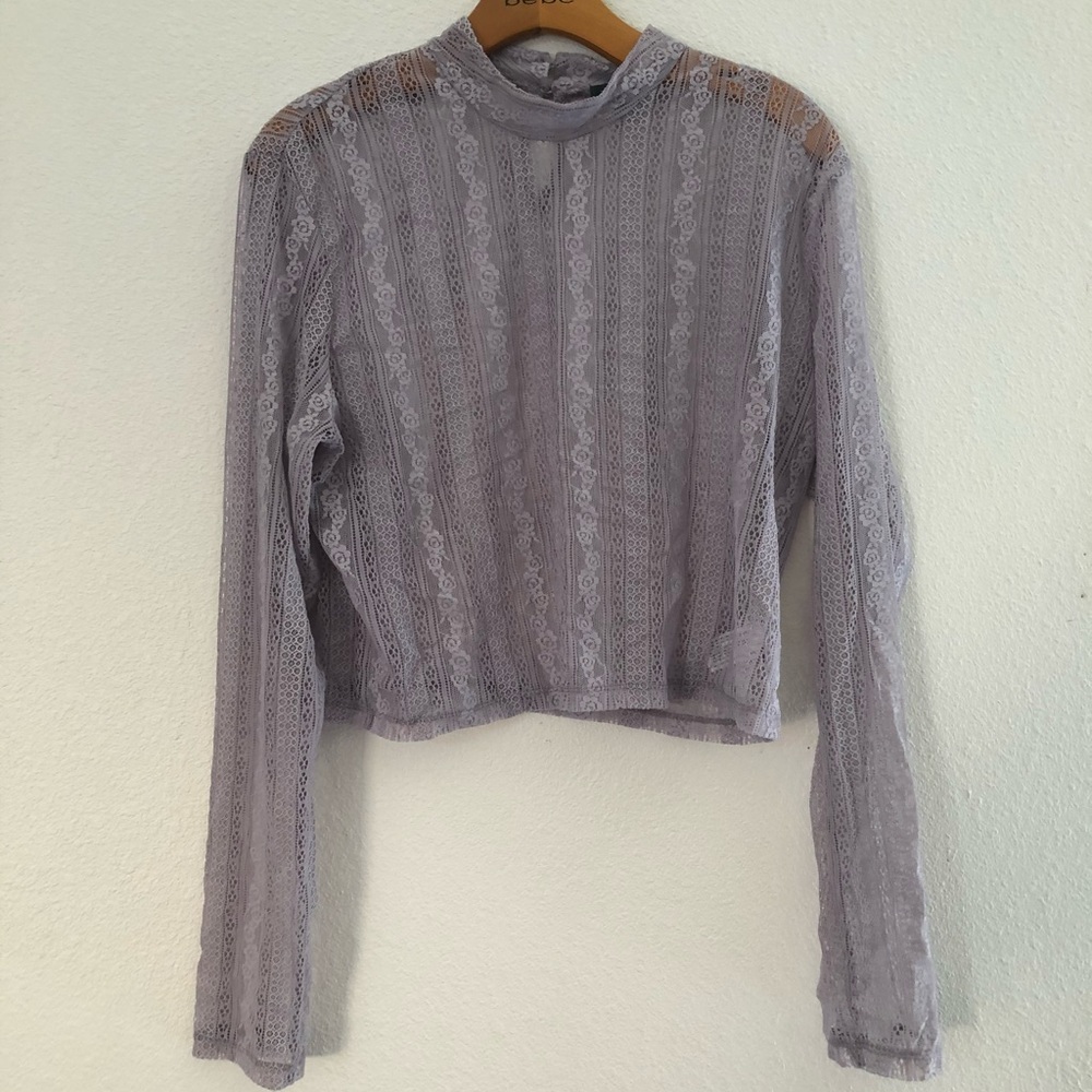 Lavender purple Lace Crop Top